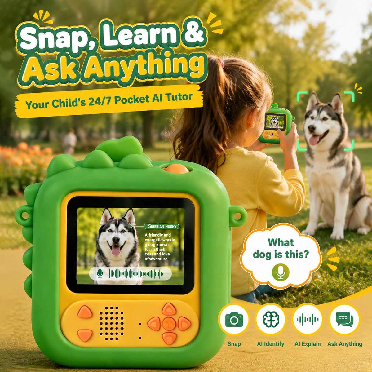 AI Camera for Kids, Smart Camera Toy for Girls, Unicorn, AI Voice Photo Editing, Voice to Imange, Object Recognition, AI Q&A, AI Chat, Instant Print, Interactive Learning Toy Gift