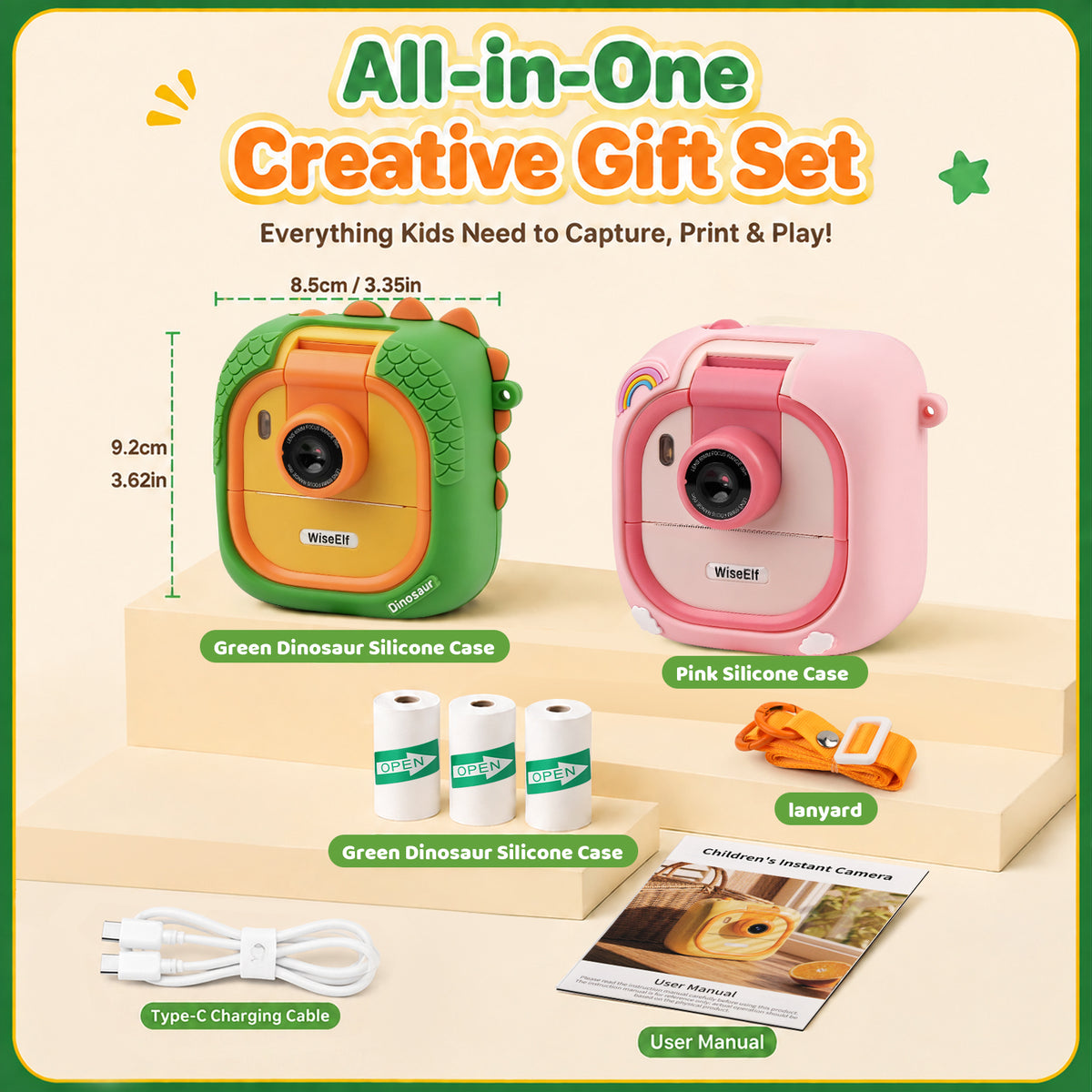 AI Camera for Kids, Smart Camera Toy for Girls, Unicorn, AI Voice Photo Editing, Voice to Imange, Object Recognition, AI Q&A, AI Chat, Instant Print, Interactive Learning Toy Gift