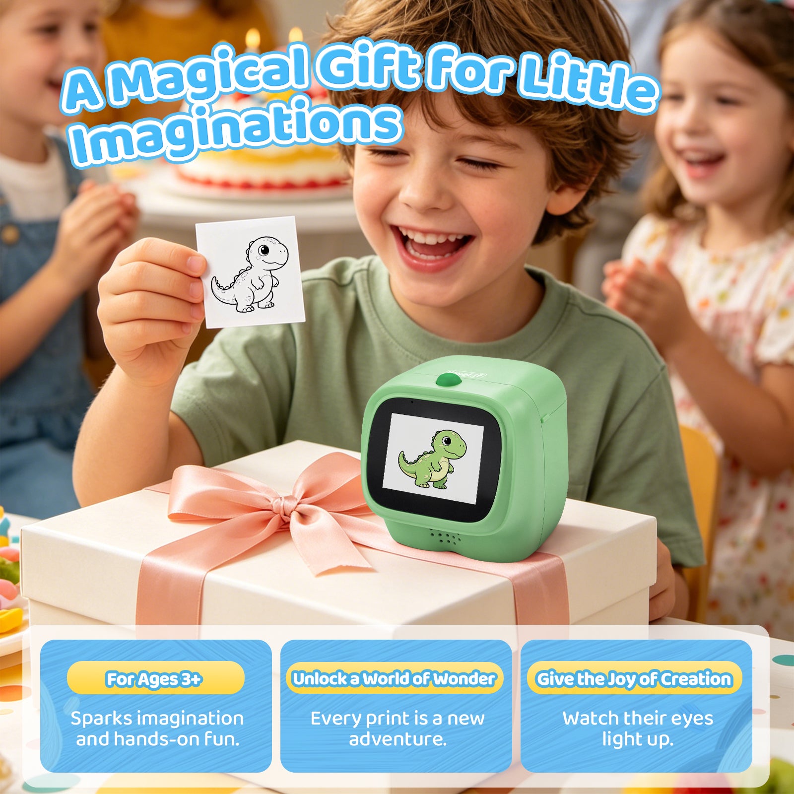 WiseElf AI Voice-Powered Sticker Printer for Kids, Thermal Inkless
