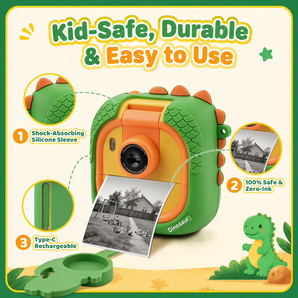 AI Camera for Kids, Smart Camera Toy for Girls, Unicorn, AI Voice Photo Editing, Voice to Imange, Object Recognition, AI Q&A, AI Chat, Instant Print, Interactive Learning Toy Gift