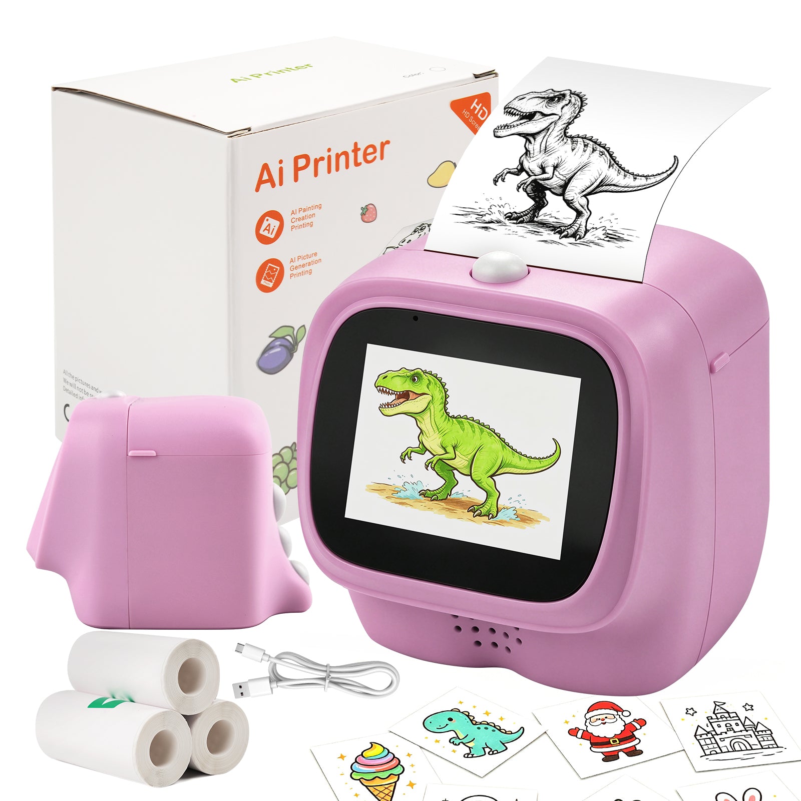 WiseElf AI Voice-Powered Sticker Printer for Kids, Thermal Inkless